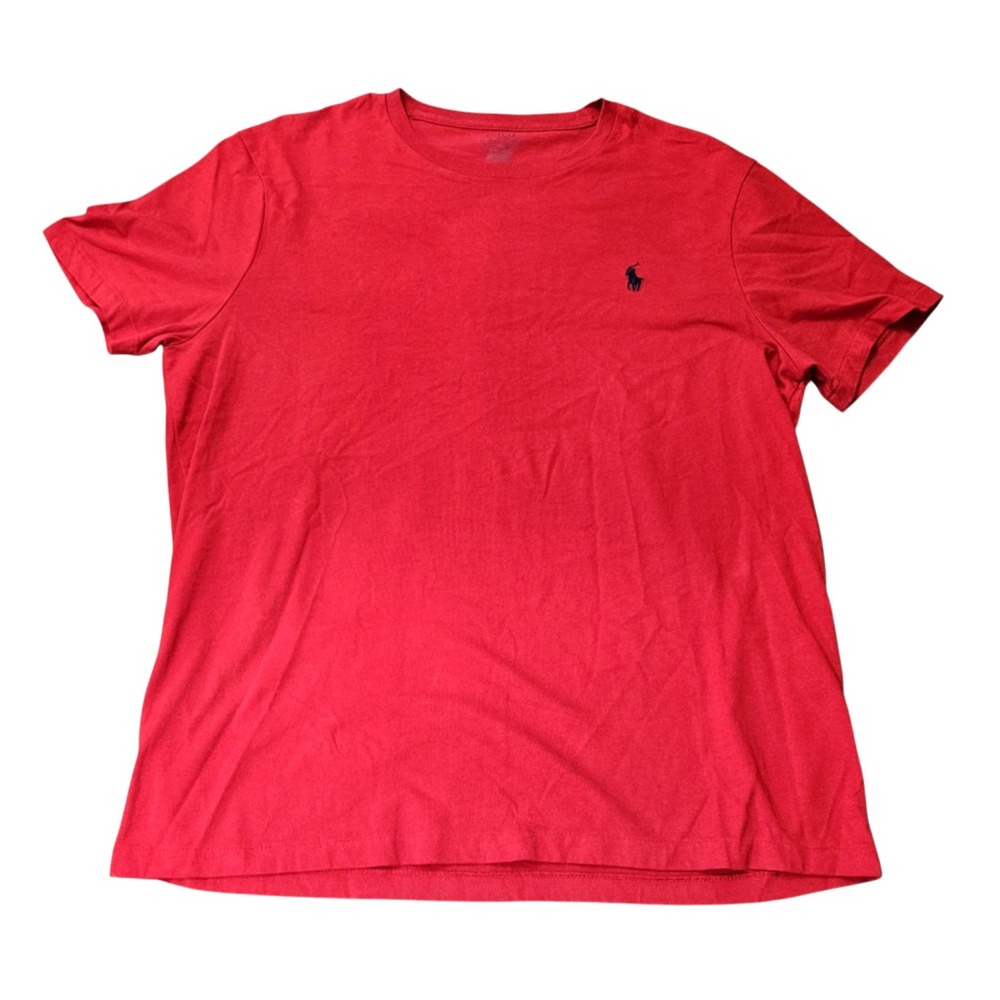 RALPH LAUREN POLO Custom Slim Fit TEE T-SHIRT TOP Solid Red w/Navy Blue Pony XL